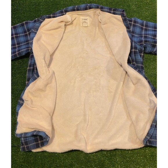 LL Bean shacket large mens outdoors blue light weight button up plaid - Picture 5 of 10